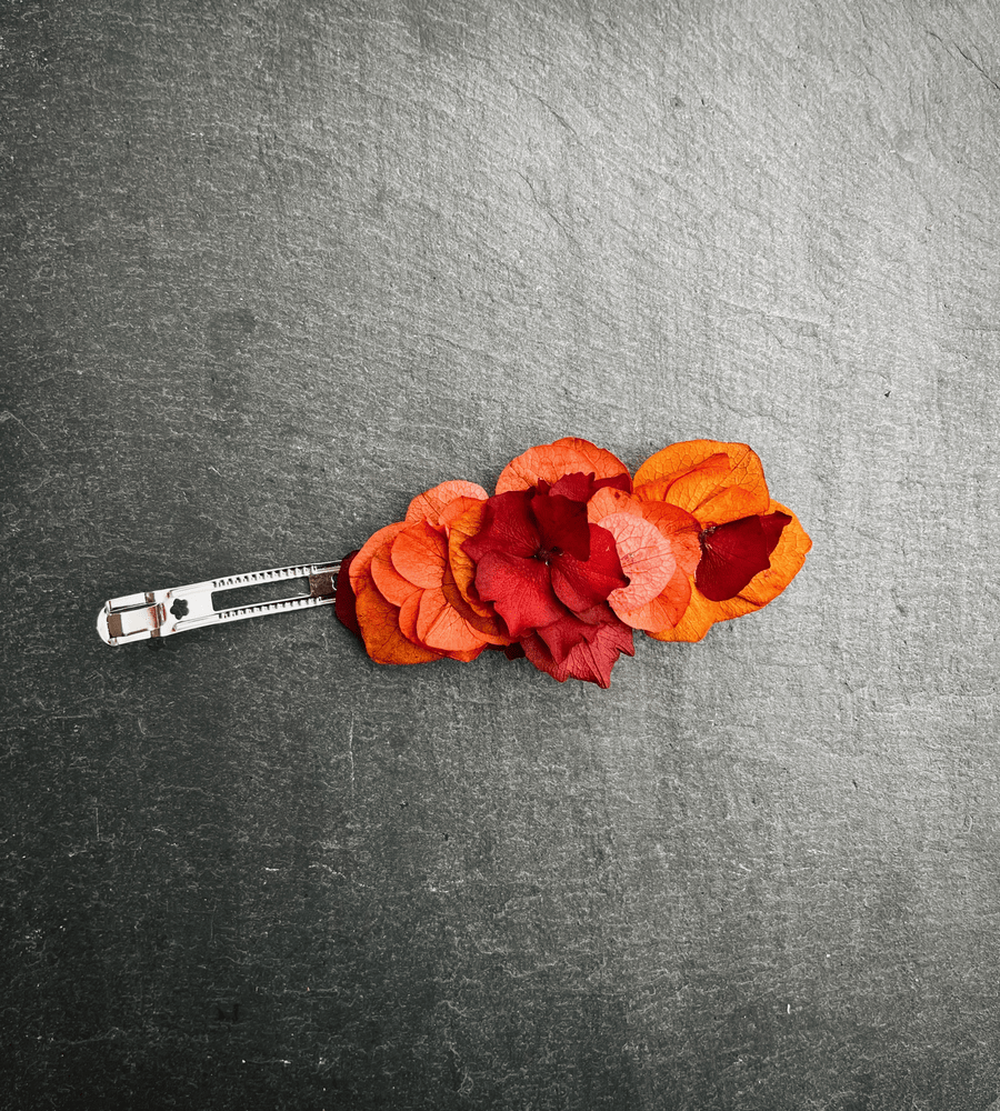 Barrette fleurs séchées taille L terracotta